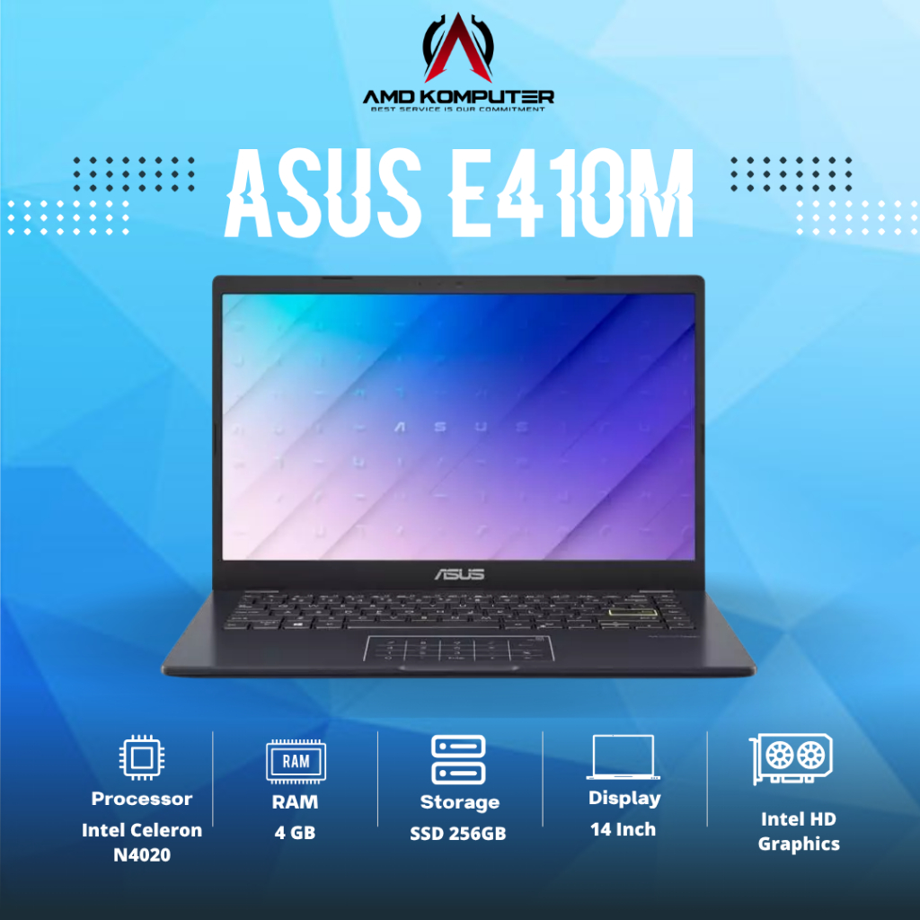LAPTOP ASUS E410M Intel Celeron N4020 RAM 4GBSSD 256GB 14 Inch HD Second