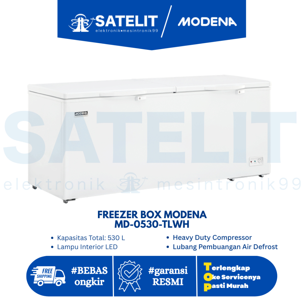 MODENA Chest Freezer 530L MD 0530 TLWH - Freezer Box Heavy Duty 2 Pintu