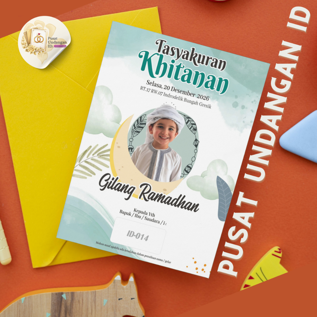 UNDANGAN KHITAN / TASYAKURAN KHITAN / KARTU UNDANGAN PHOTO / UNDANGAN PREMIUM ID-014