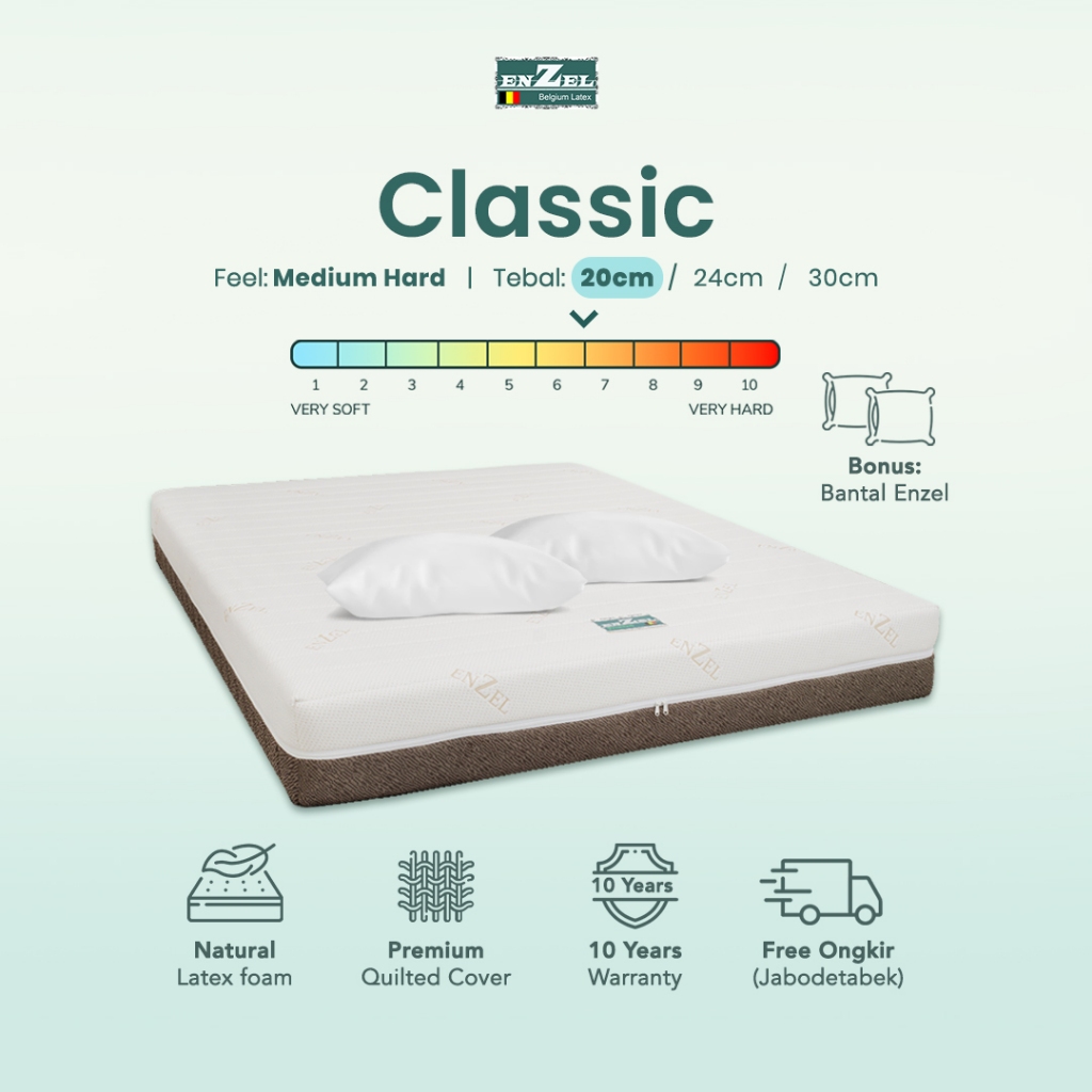 ENZEL Kasur Full Latex Feel Medium Hard - Classic