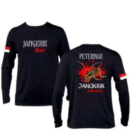 KAOS LENGAN PANJANG PETERNAK JANGKRIK INDONESIA JANGKRIK BOSS MOTIF MERAH PUTIH