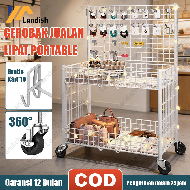 Booth Portable Gerobak Lipat Besi Anti Karat Meja Lipat Gerobak jualan Bongkar Pasang Rombong