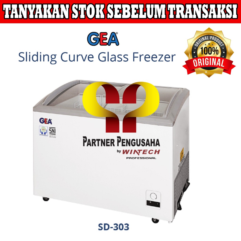 GEA SD-303 SLIDING CURVE GLASS FREEZER / FREEZER BOX PINTU KACA