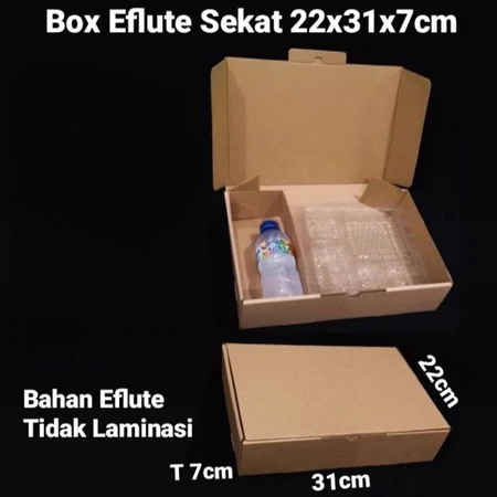 Box Eflute Coklat Polos Kotak Nasi Ukuran 22x31x7 Cm Dus Makan Packaging Catering  Sekat Tanpa Mika