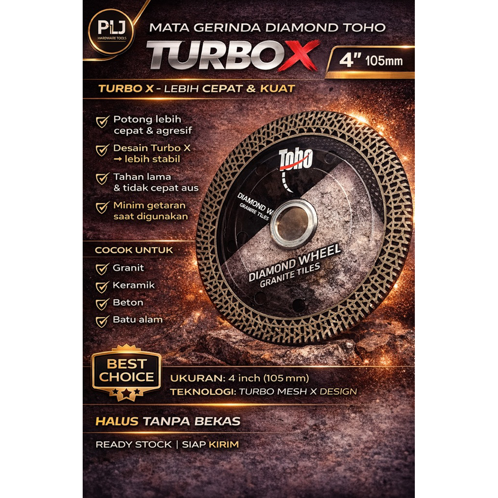 Mata Gerinda Diamond Toho Turbo X 4 Inch 105mm | Pisau Potong Granit Keramik Beton Tajam Awet