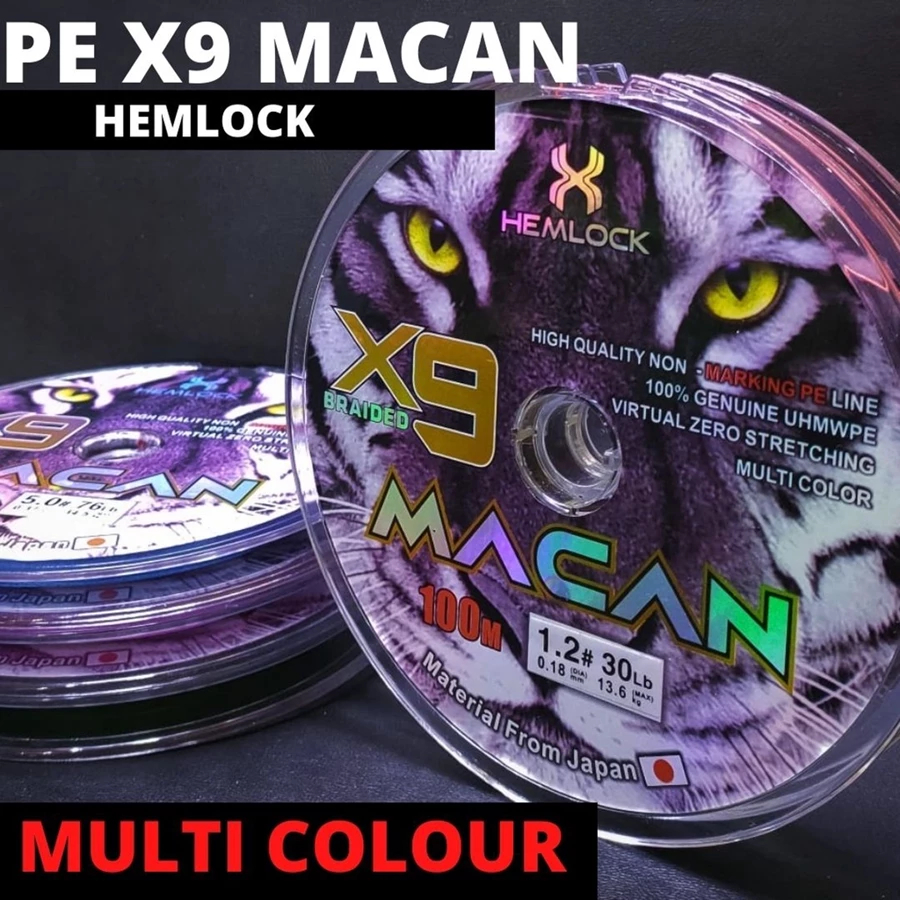 SENAR PANCING PE X9 MACAN Original HEMLOCK MULTI COLOUR