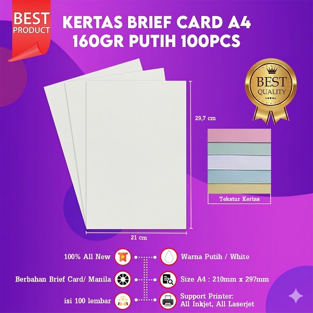FixPrint Kertas Manila Kertas  Undangan BC Brief Card Kertas Gambar A4 160gram