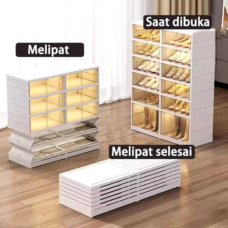 Kotak Sepatu Transparan Susun Model Laci / Rak Plastik Sepatu Multifungsi
