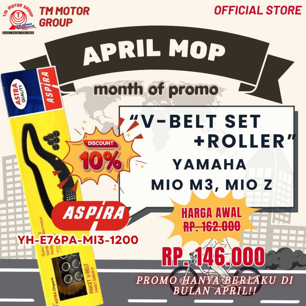 V-BELT SET YAMAHA MIO M3, MIO Z ORIGINAL ASPIRA