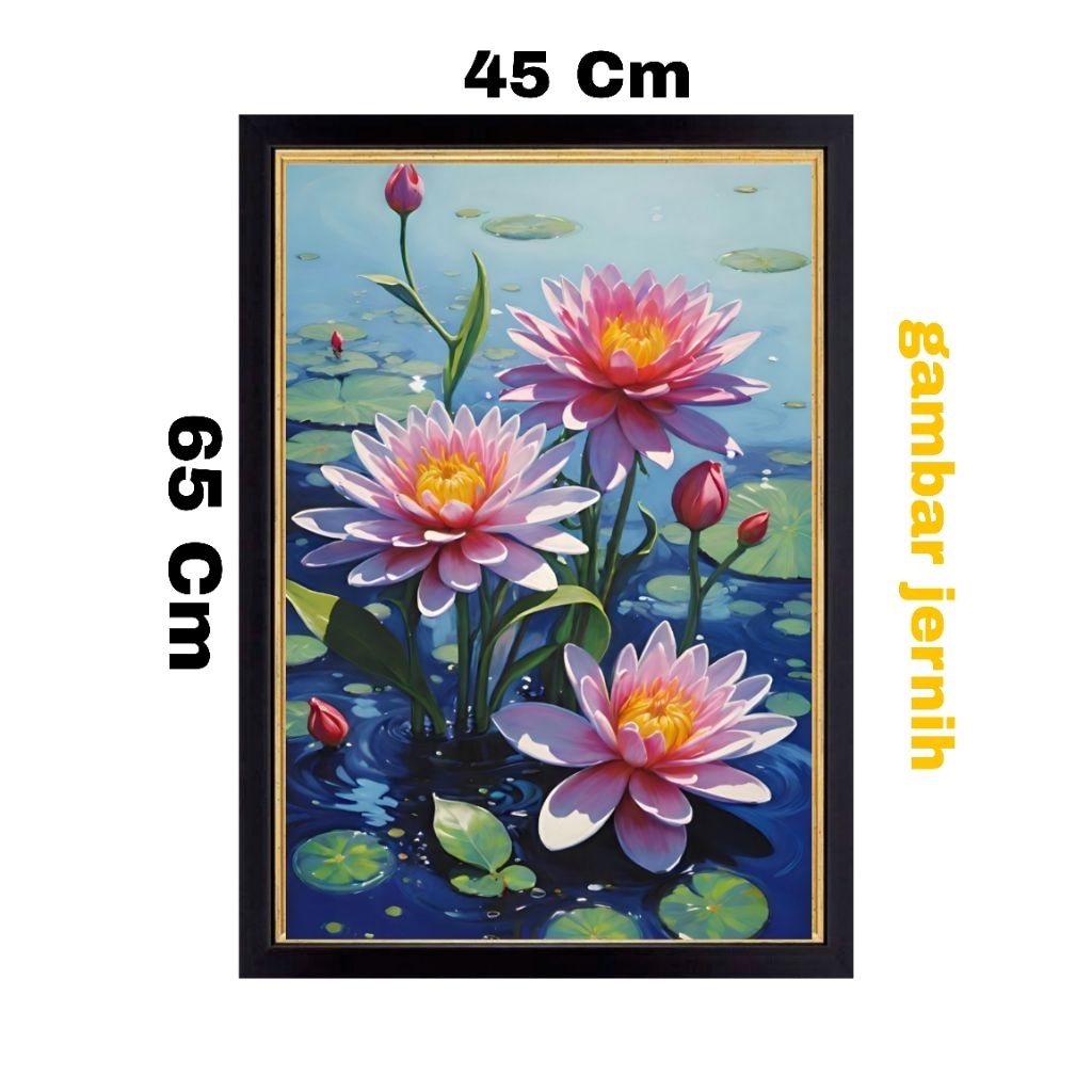 Hiasan dinding Gambar Lukisan Bunga Teratai