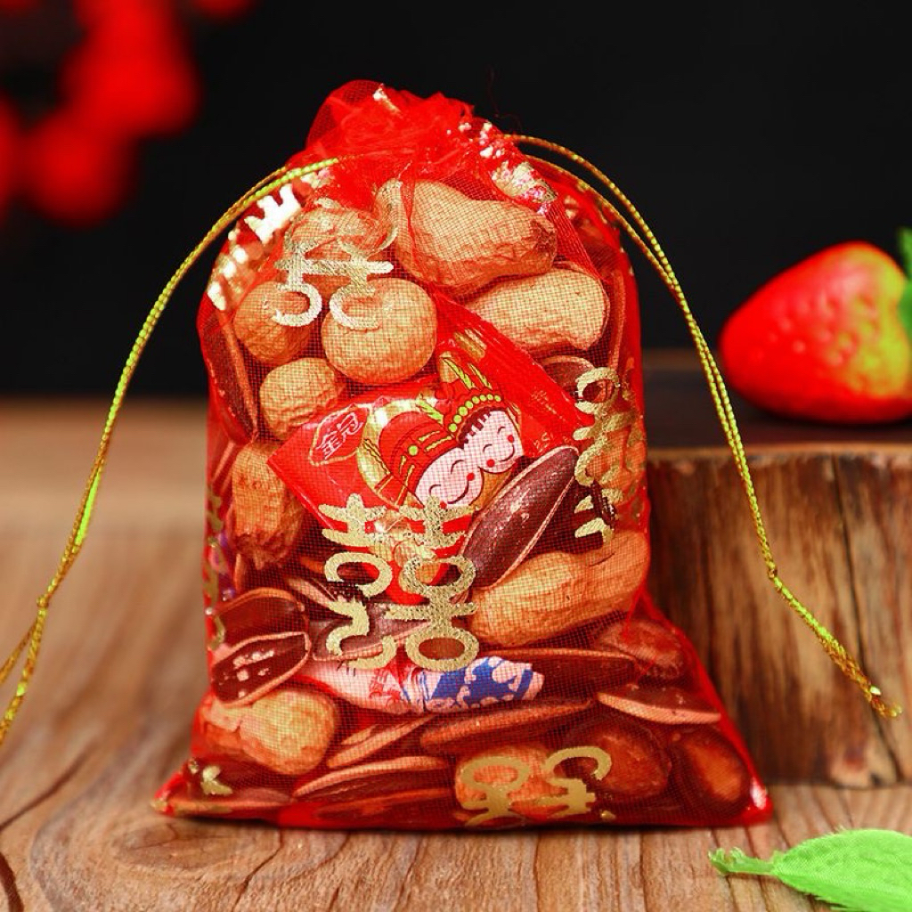 Kantong Serut Pouch Snack Pernikahan atau Pertunangan Souvenir