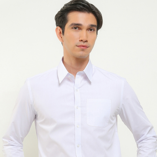 ZL 75001 Zanetti Kemeja Basic Polos Slim Fit Lengan Panjang Putih
