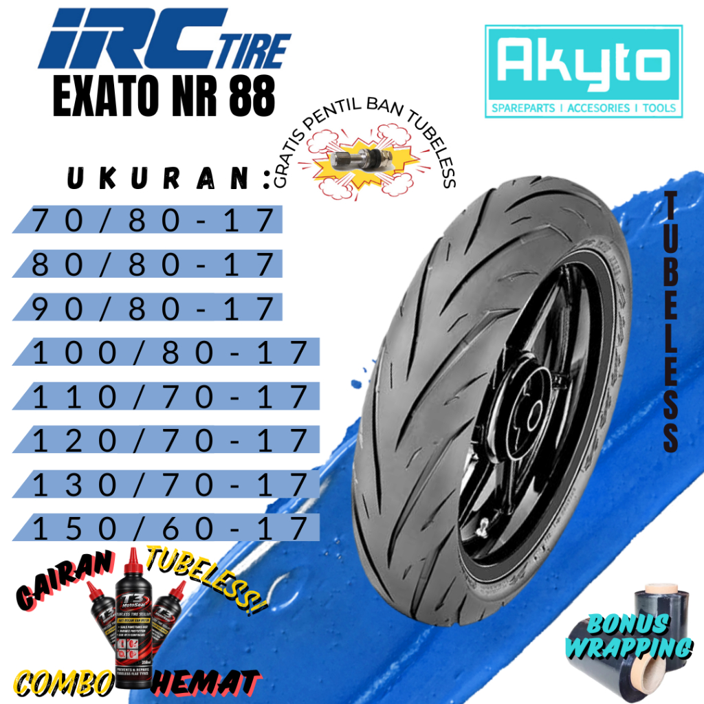 BAN IRC EXATO NR88 RING 17 / BAN TUBELESS / BAN MOTOR R17 / BAN MOTOR BEBEK UNDERBONE / MOTOR SHOGUN