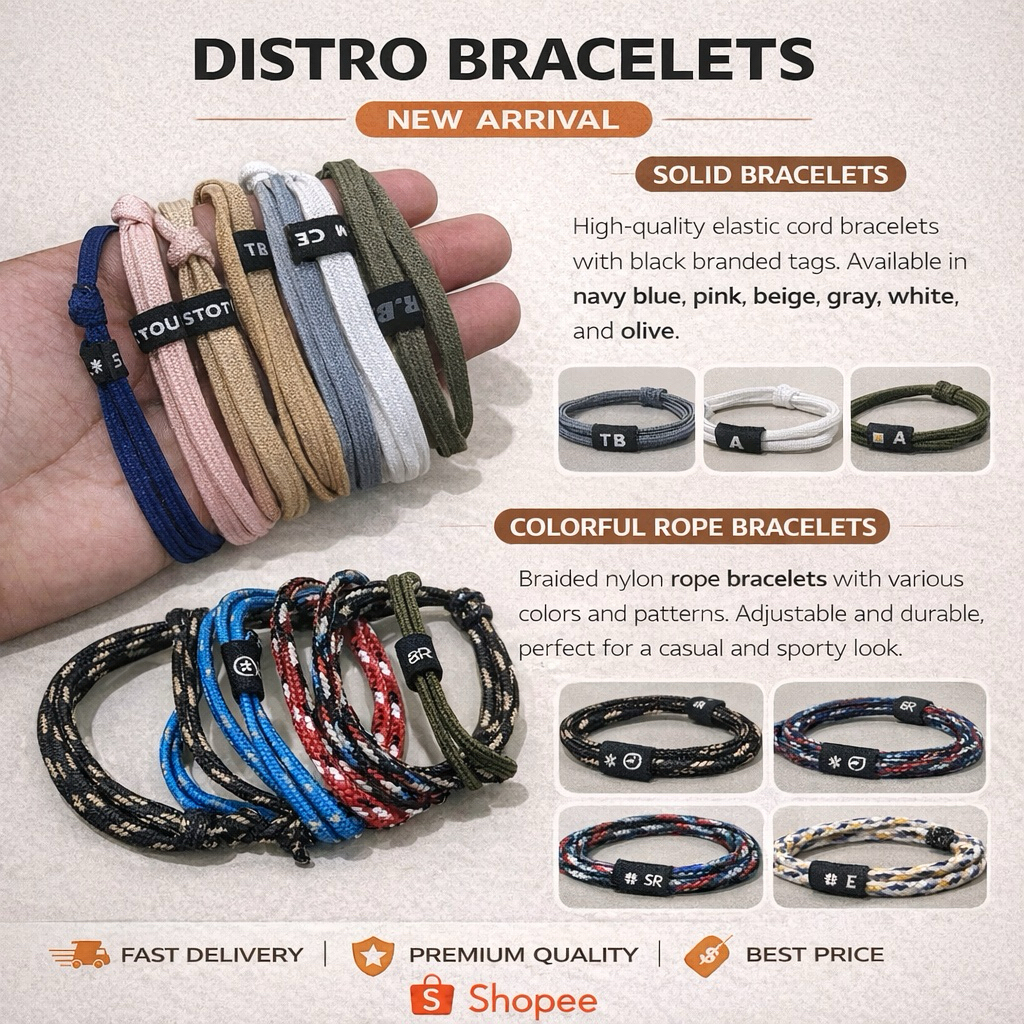 Gelang Distro Jogja Aksesoris Malioboro Murah (Isi MIX 12pcs) Souvenir Oleh Oleh Gelang Tali