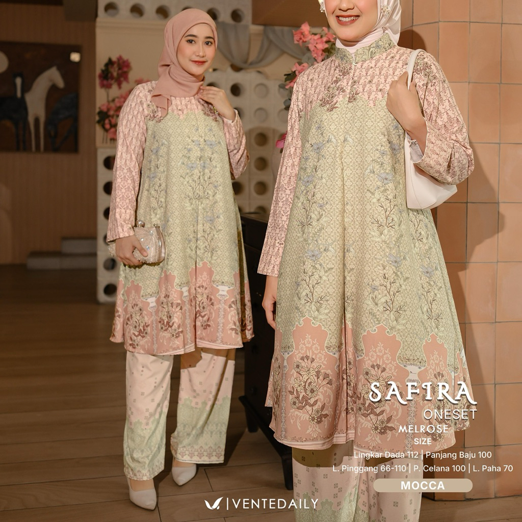 SETELAN TUNIK CELANA PREMIUM KEKINIAN SAFIRA ONESET ORIGINAL by VENTE DAILY