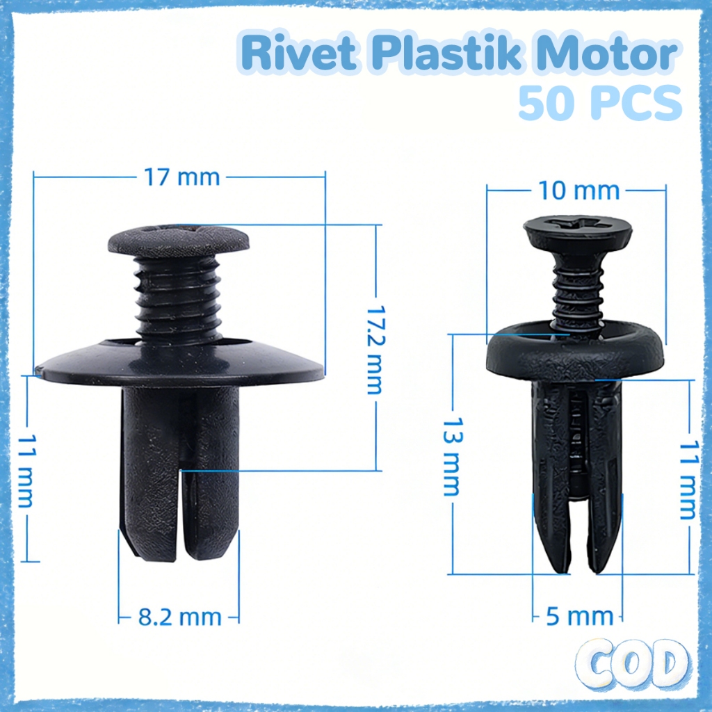 Klip Kancing Bumper Mobil 50Pcs Baut Rivet Plastik Nylon Klip Pengikat Body C17 C31 Universal Untuk 