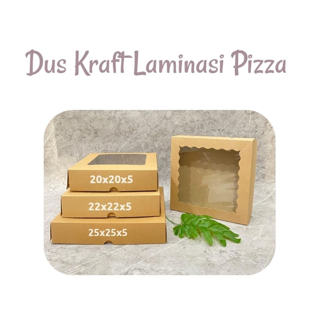 Dus Kraft Laminasi Pizza Jendela / Box Kraft Laminasi Jendela Pizza Tinggi 5cm (10lembar)