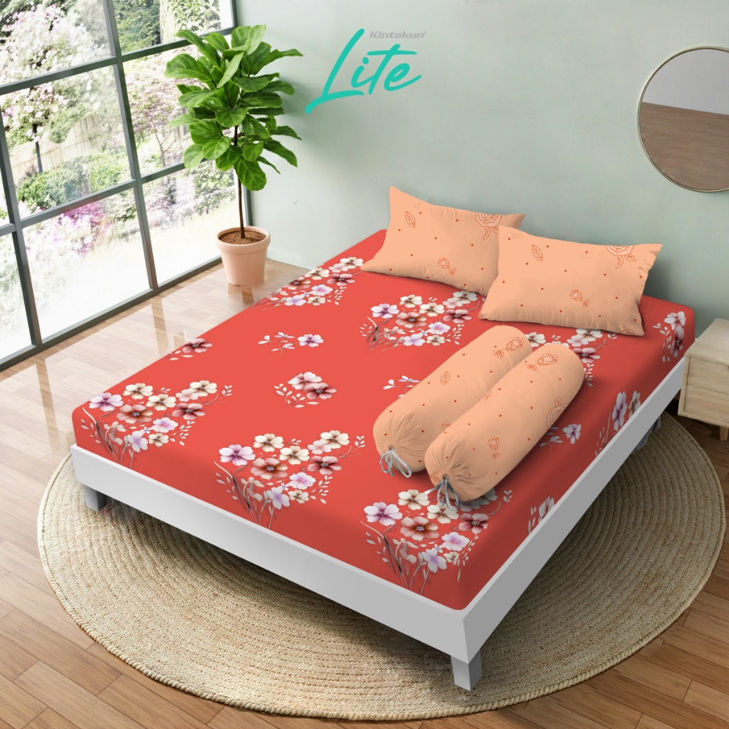 Kintakun LITE Sprei Set 140 x 200 Fitted King T30 cm Minimalis Flower Aesthetic Microfiber