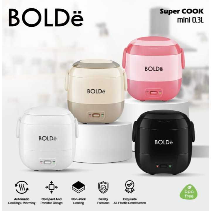 BOLDË SUPER COOK MINI / RICE COOKER MINI 0.3L / RICE COOKER TRAVEL PORTABLE / PENANAK NASI KECIL 120