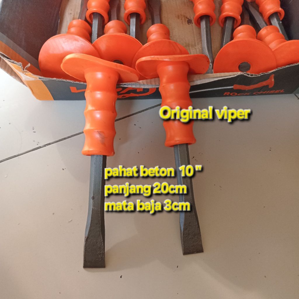Pahat Batu beton Original Viper panjang 20cm lebar mata 3cm