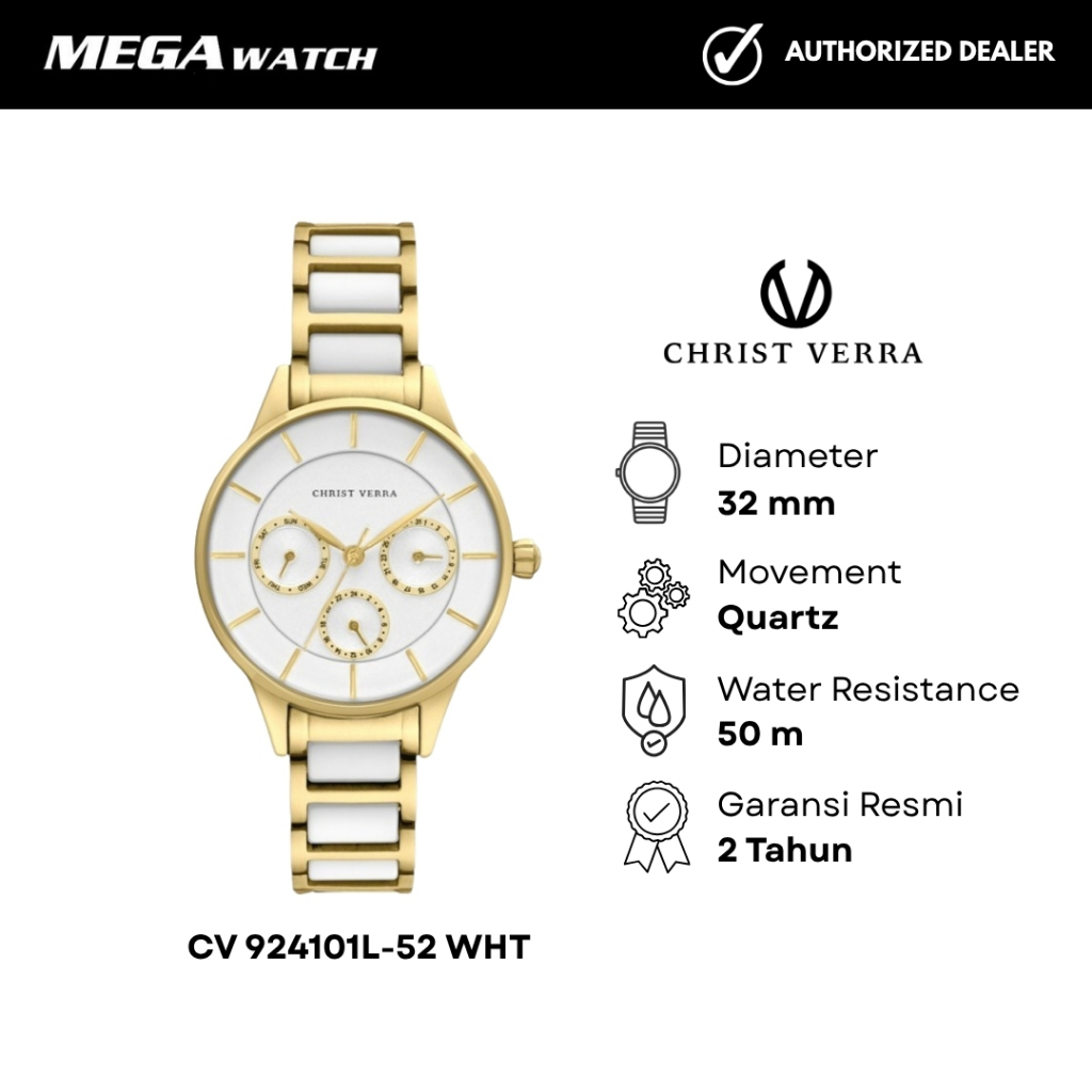 Jam Tangan CHRIST VERRA CHRIST VERRA Wanita Original CV 924101L-52 WHT