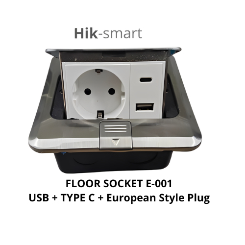 HIKSMART Stop Kontak Tanam Lantai USB Type C European Style Plug