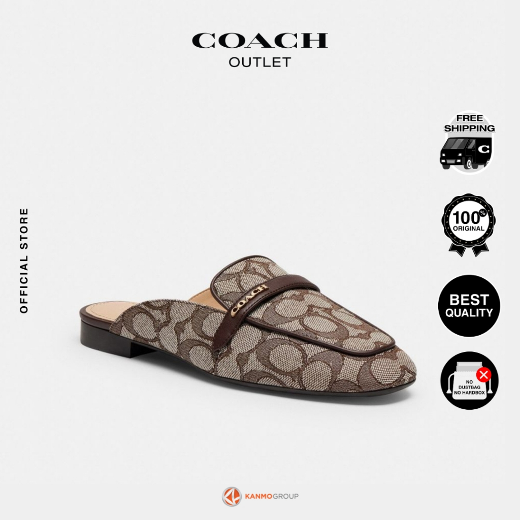 Coach Backless Loafer In Signature Jacquard - Sepatu Loafer Wanita