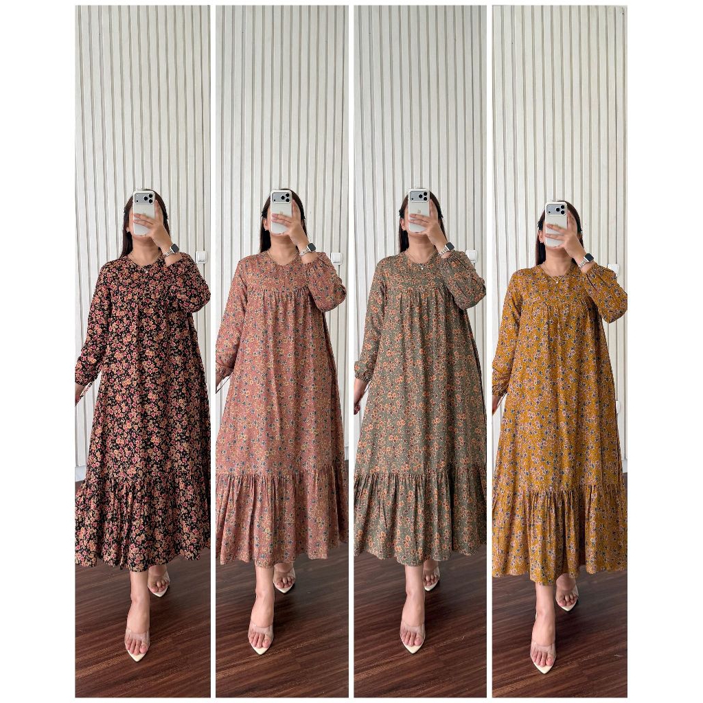 DRESS ANISA/AYLA MIDIDRESS/DRESS MIDI RAYON/DASTER PANJANG/HOMEDRESS RAYON JUMBO/DASTER JUMBO