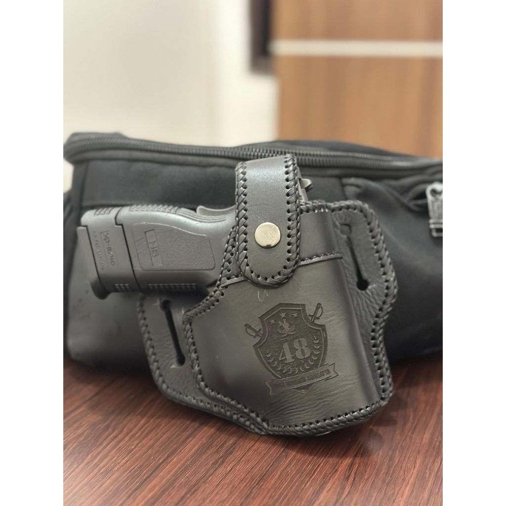 HOLSTER HS9-HS9 CUB COMPACT TNI-POLRI SARUNG SENJATA KULIT BERKUALITAS MODEL LUAR/ PINGGANG