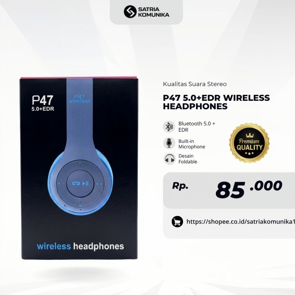 P47 WIRELESS HEADPHONES BLUETOOTH 5.0 + EDR