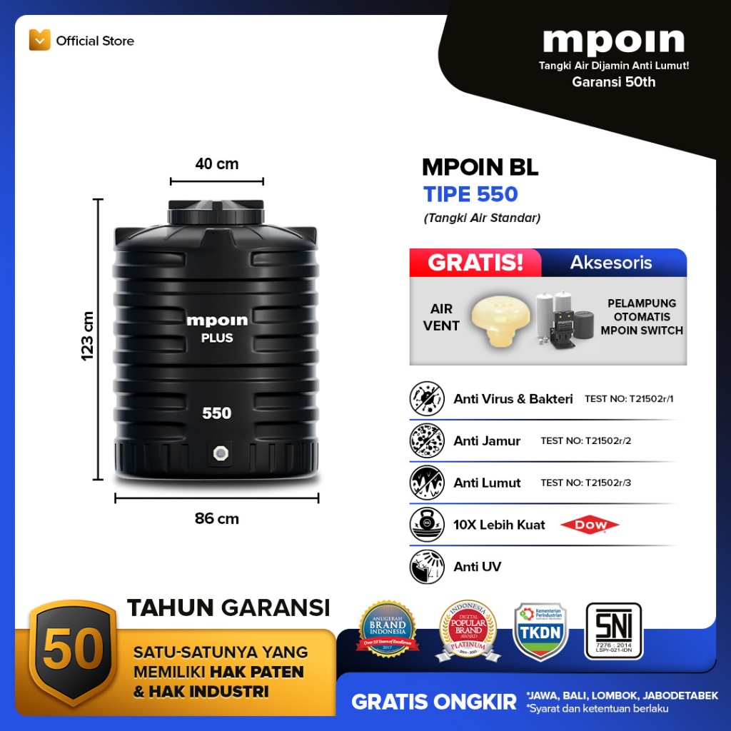 MPOIN BL550 550L BL SERIES TANDON AIR TOREN AIR TANGKI AIR
