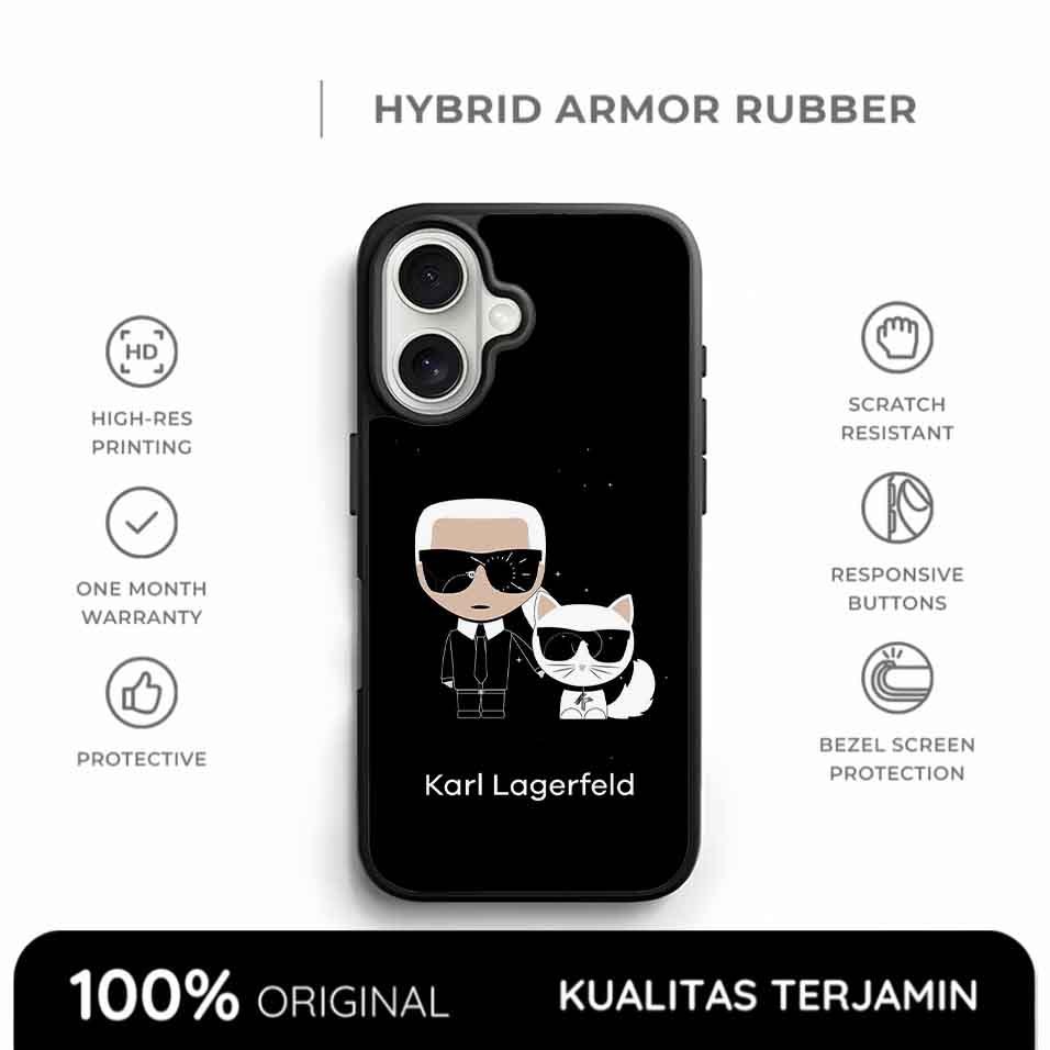 Casing iPhone Karl Case Rubber Softcase Anti Shock Karl & Choupette Style 17 16 15 14 13 12 11 Xs Ma