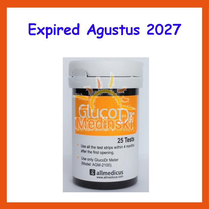Strip GlucoDr BioSensor Isi 25 Stik Kode 8 Gluco Dr Tes Cek Gula Darah GDS AGM-2100 AGM2100