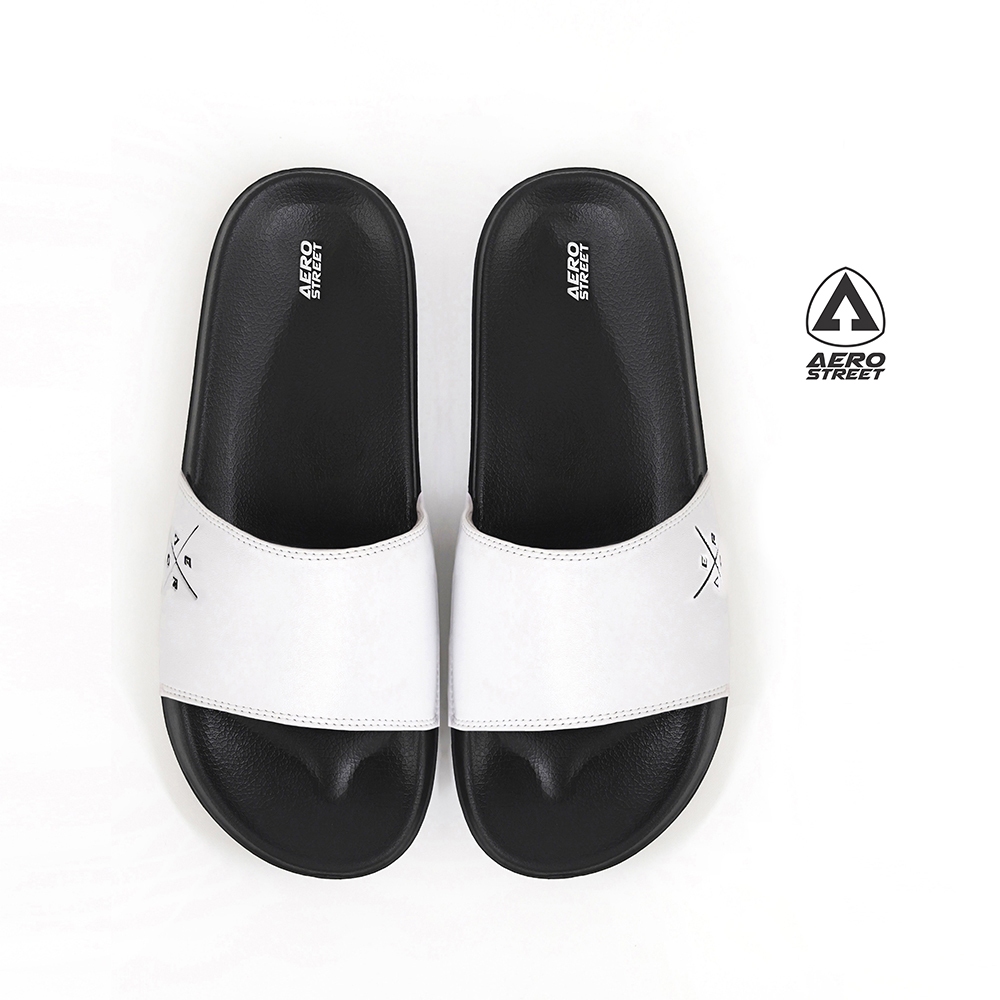 Aerostreet 39-44 Xenon Hitam Putih - Sandal Sendal Selop Slip On Casual Pria Wanita Aero Street 22AB