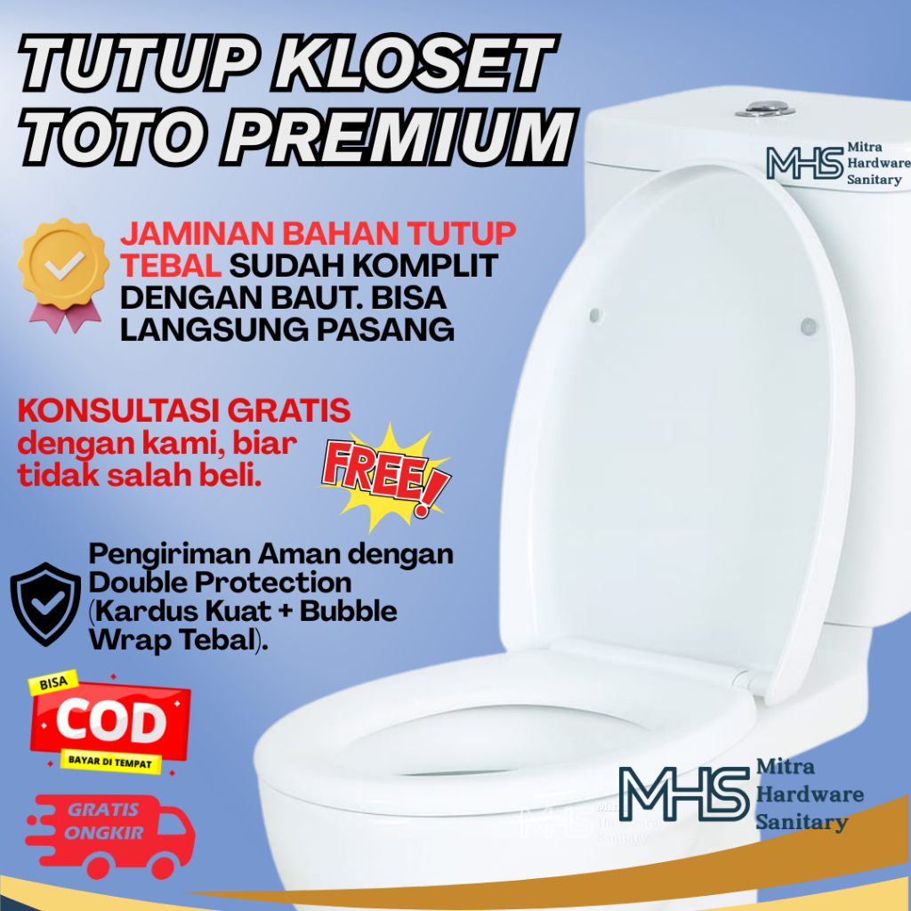 Tutup Kloset Duduk TOTO Set komplit Tutup Kloset TOTO Bahan Tebal Tutup Kloset TOTO Ecoflush