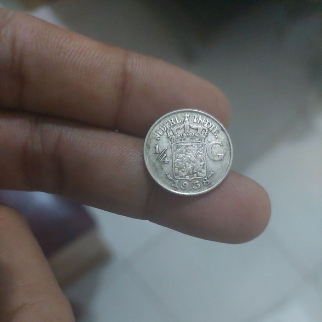 1/4 gulden 1938 perak asli.