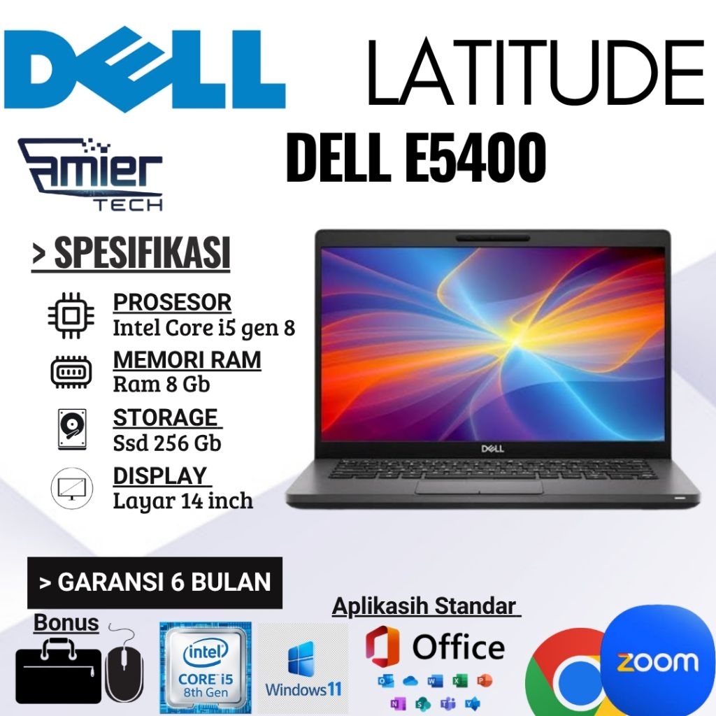 DELL LATITUDE 5400 I5 GEN8 |RAM 8GB/SSD 256GB |MULUS BERGARANSI