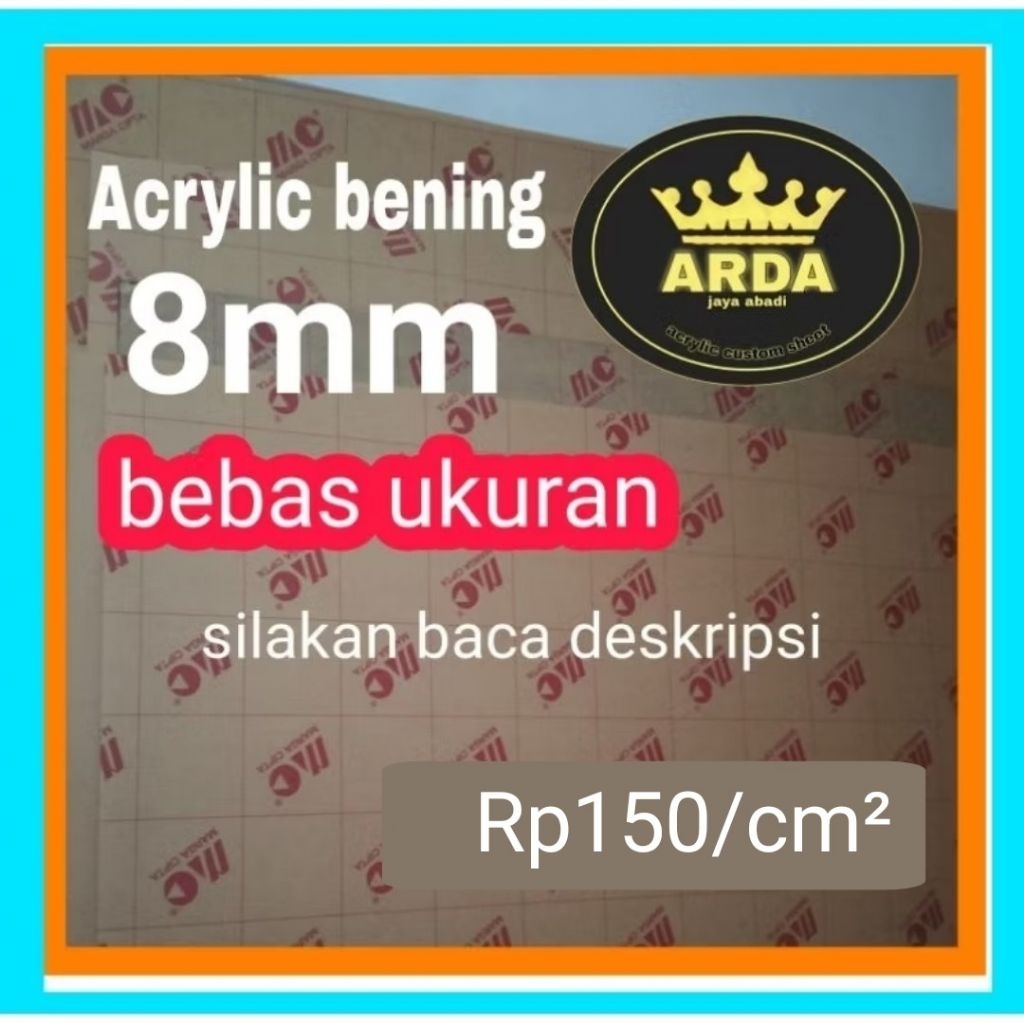Akrilik 8mm custom size Akrilik lembaran bebas ukuran