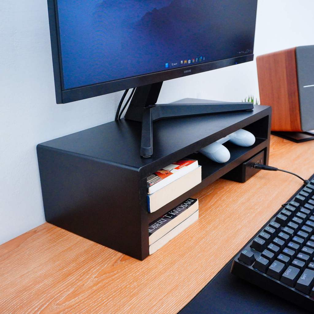 Stand monitor / Meja laptop / Meja monitor Putih READY 