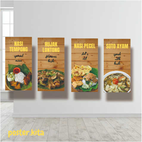 Poster menu makanan hiasan dinding menu makanan 15x30 cm hiasan menu makanan poster dinding menu mak