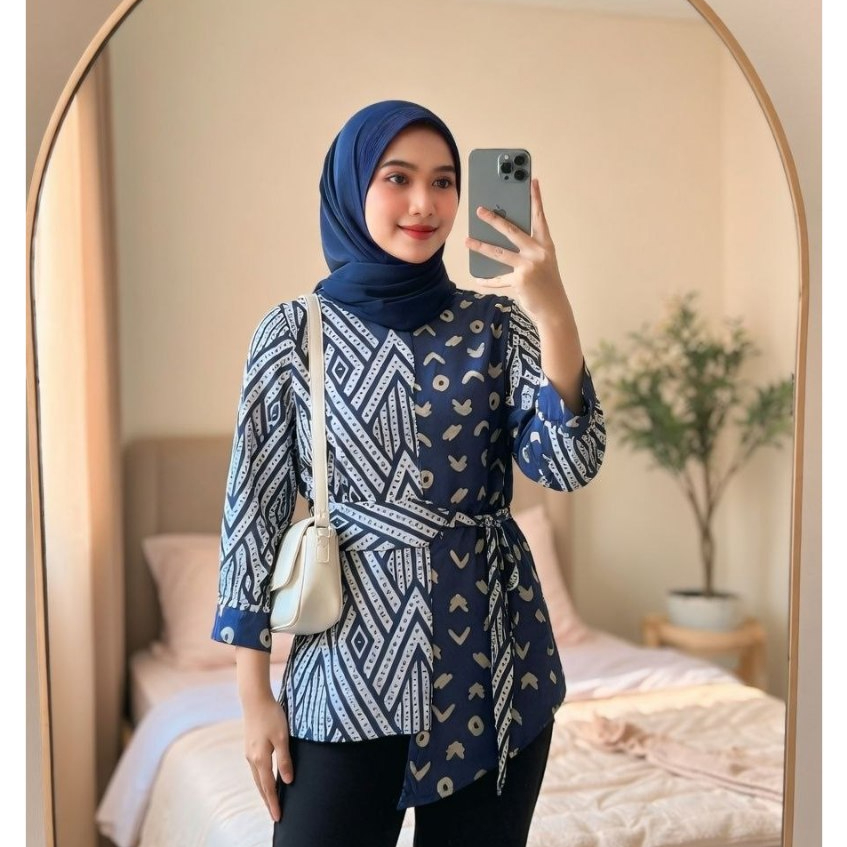 Baju Batik Wanita Modern Atasan Blouse Batik Kerja Kantor Wanita Model Terbaru