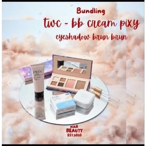 paket makeup  3in1 bedak TWC Pixy dan BB cream pixy tplus Eyesedow Brun brun
