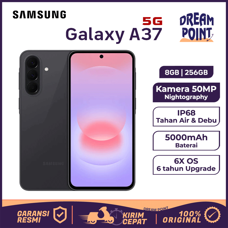 Samsung Galaxy A37 5G 8/128GB 8/256GB Super AMOLED - HP AI, IP68, 5000 mAh, Hape Gaming Spek Dewa