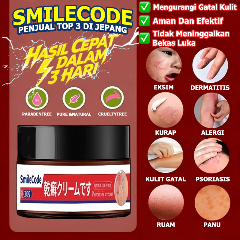 SMILECODE Salep Khusus Psoriasis dan Anti Gatal Obati Kurap di Kulit Kepala Kutu Air Kurap Badan Eks