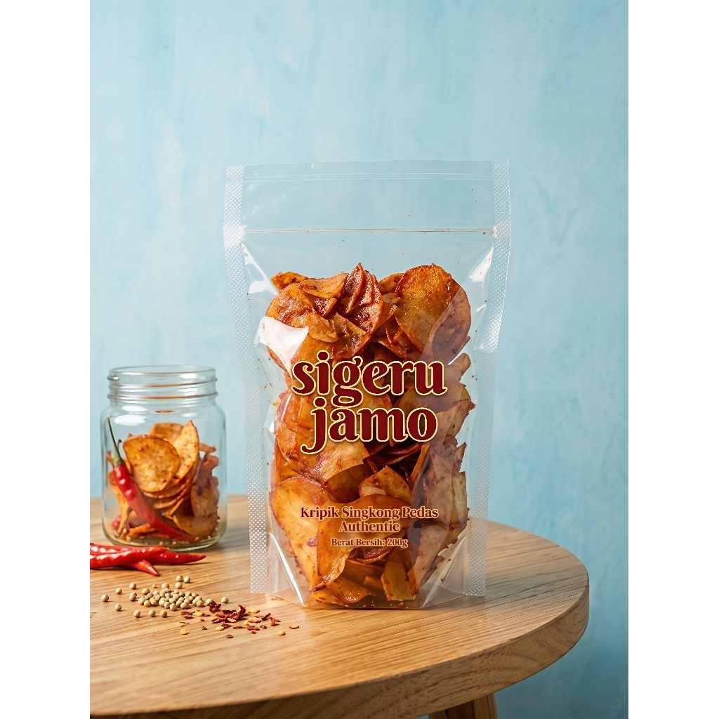 KRIPIK SINGKONG ORIGINAL, PEDAS, & MANGGLENG PEDAS, GURIH RENYAH KHAS LAMPUNG