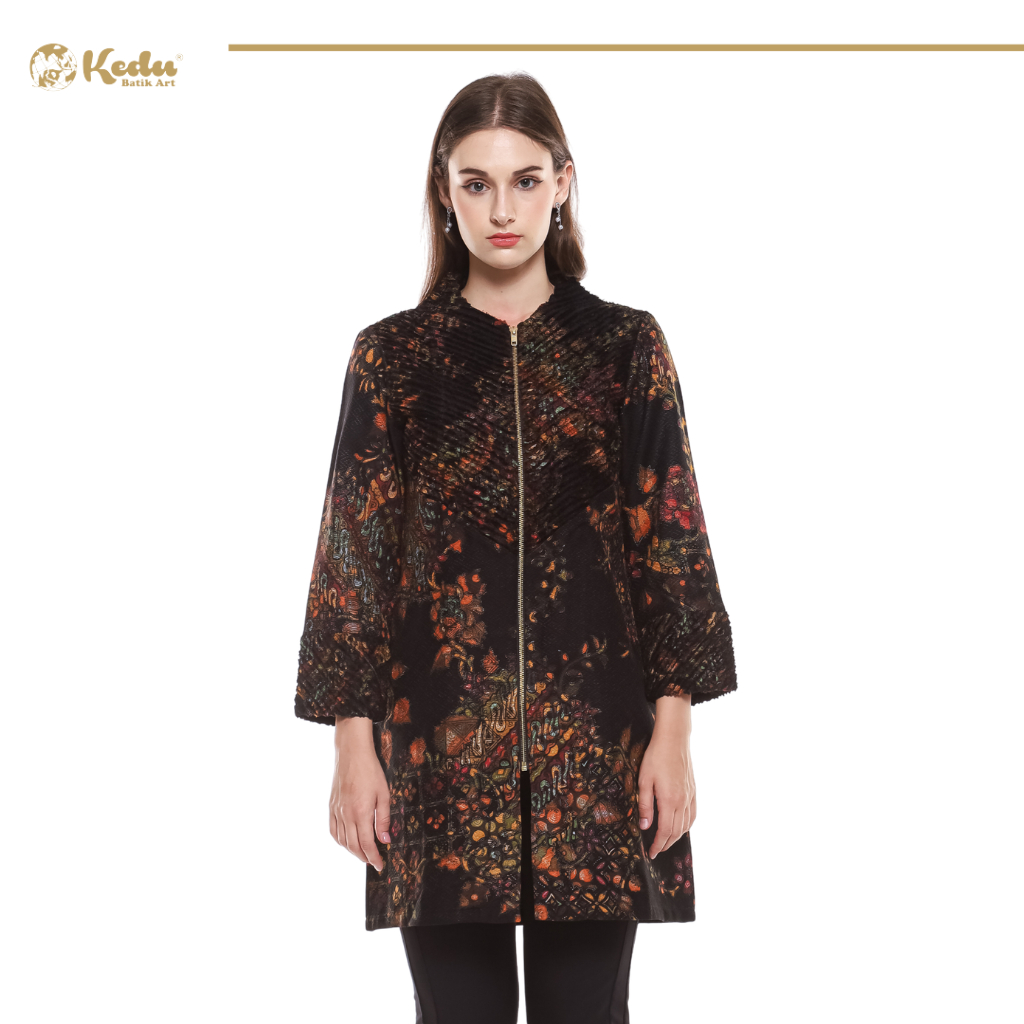 Kedu Batik – Tunik Batik Wanita Dobby GANESHA Hitam Tunik Bulu Wanita Formal