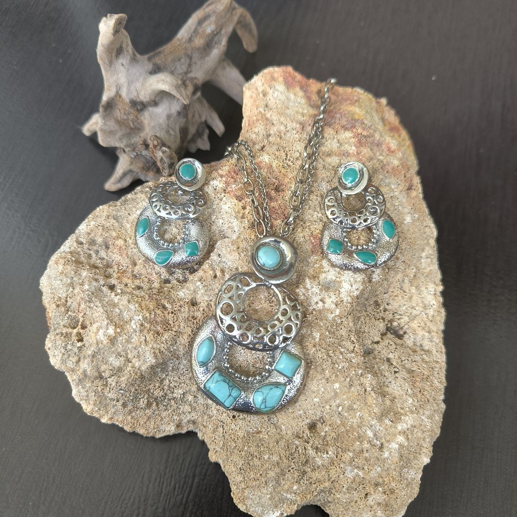 kalung antin set gipsy etnik vintage model turqoise cantik premium