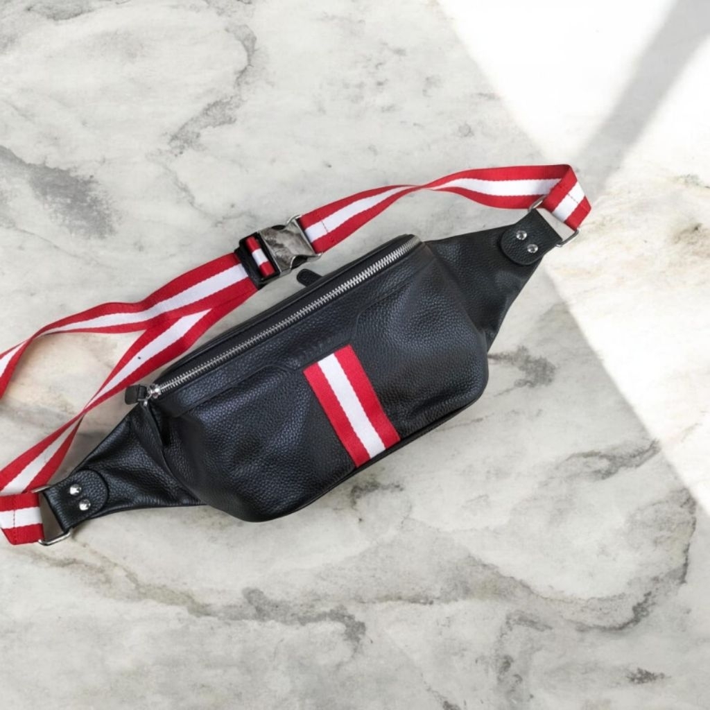 Tas waistbag pria bally tas pinggang Import kulit