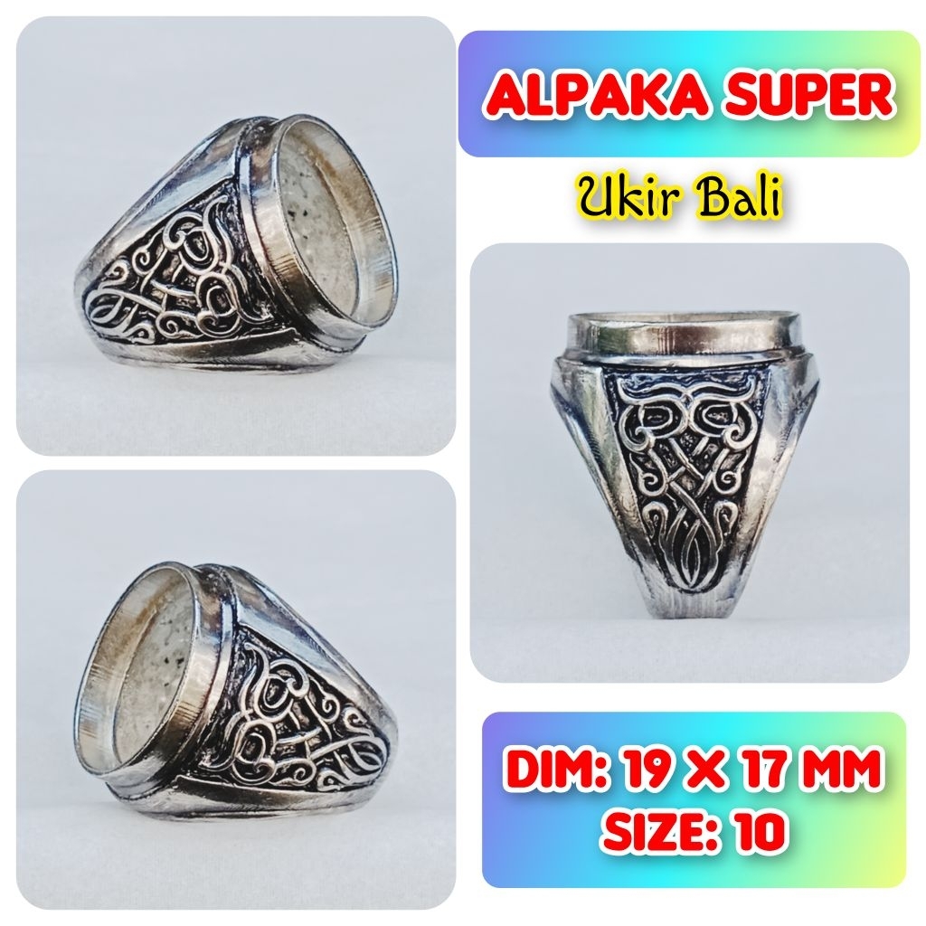 cincin emban batu akik batu permata alpaka super ukir Bali.82