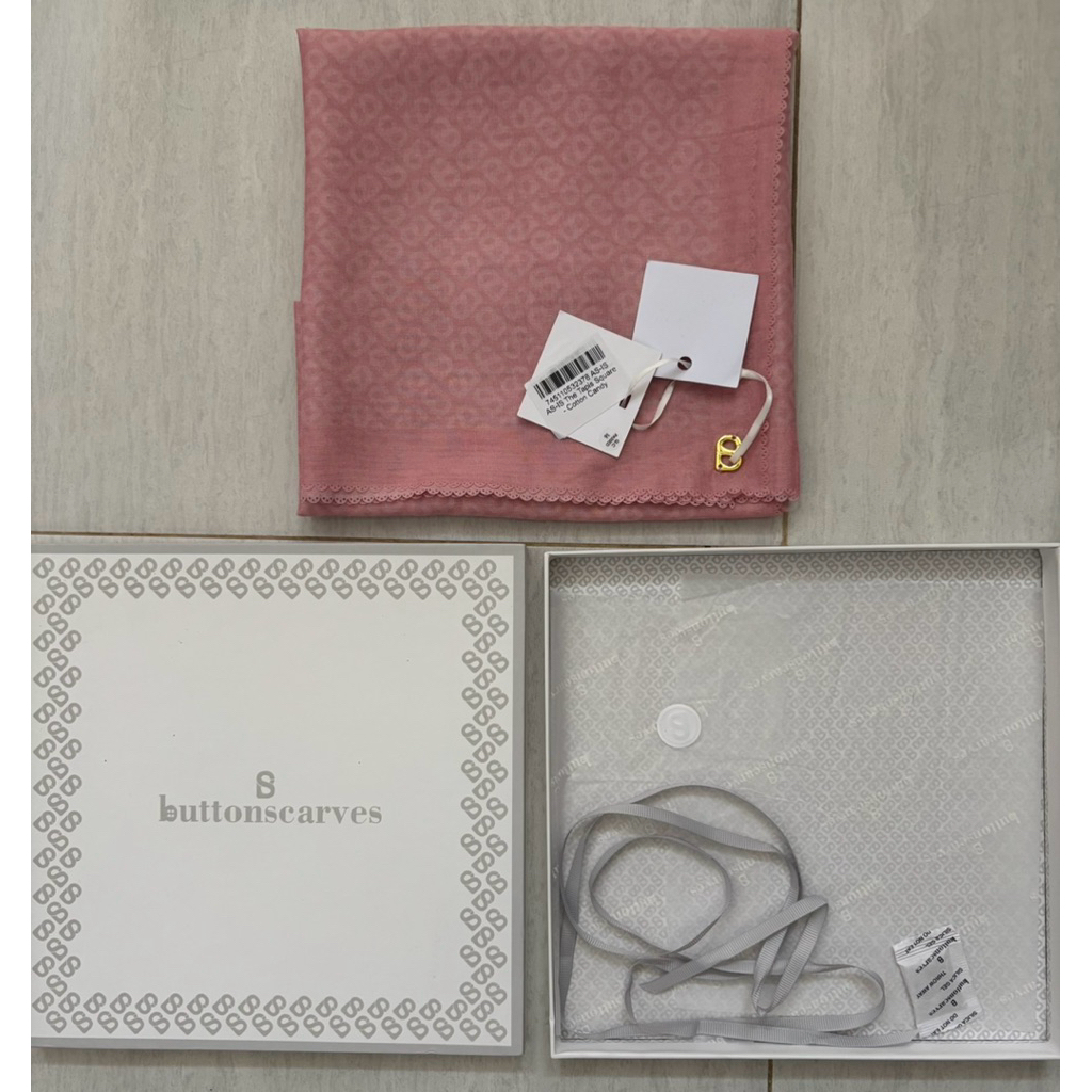 (NEW) As Is Buttonscarves The Tapis Square Cotton Candy with Box Pengganti